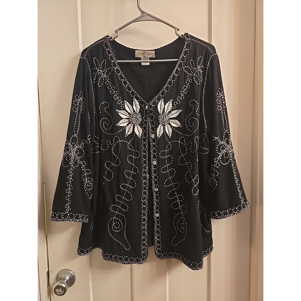 Once Again Plus Black And White Cardigan Rhinestone Buttons  1 X